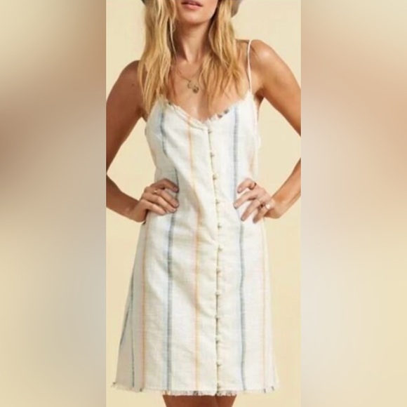 New Billabong The Salty Blonde Striped Mini Dress Size L - Picture 3 of 13